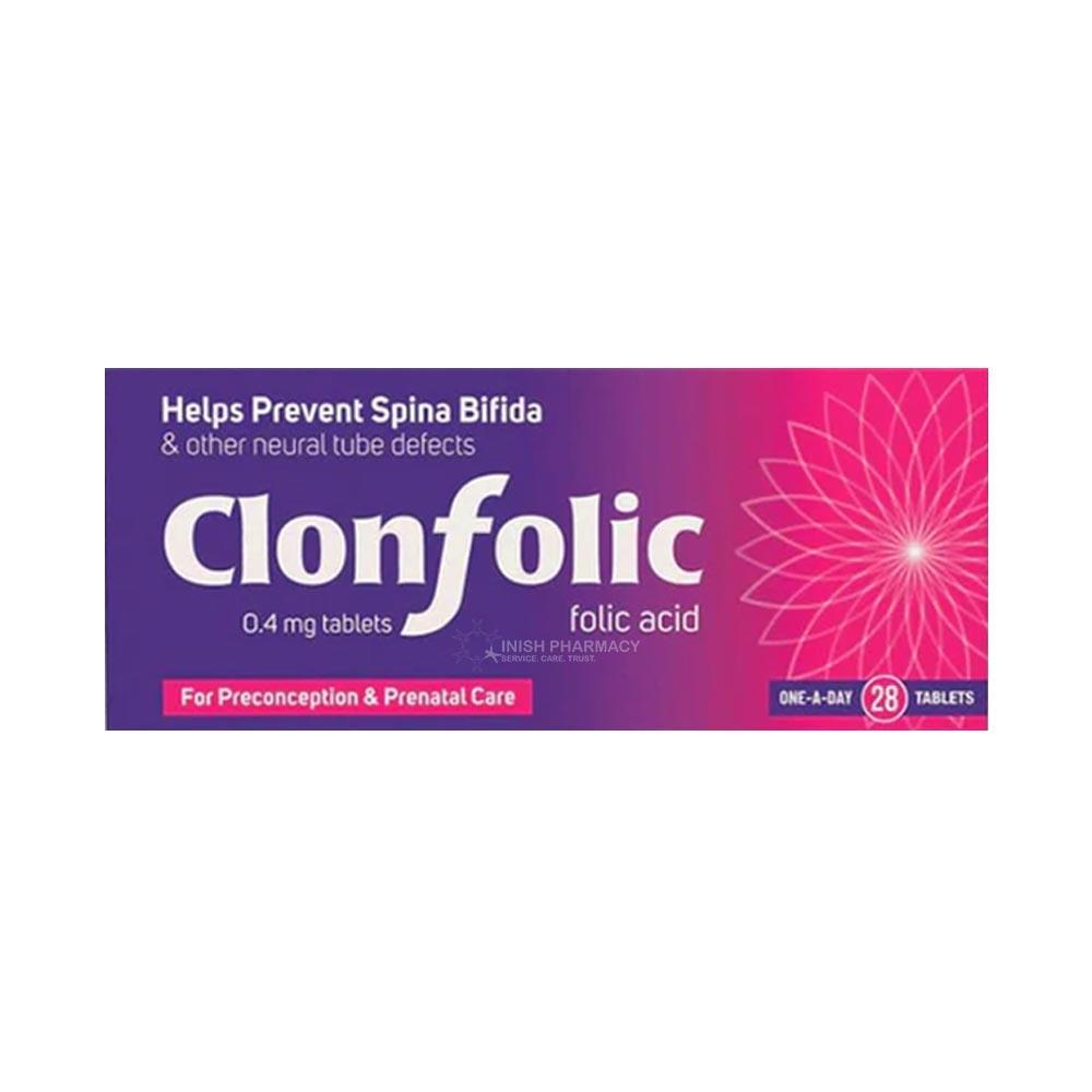 Clonfolic Folic Acid One A Day 0.4mg 28 Tablets
