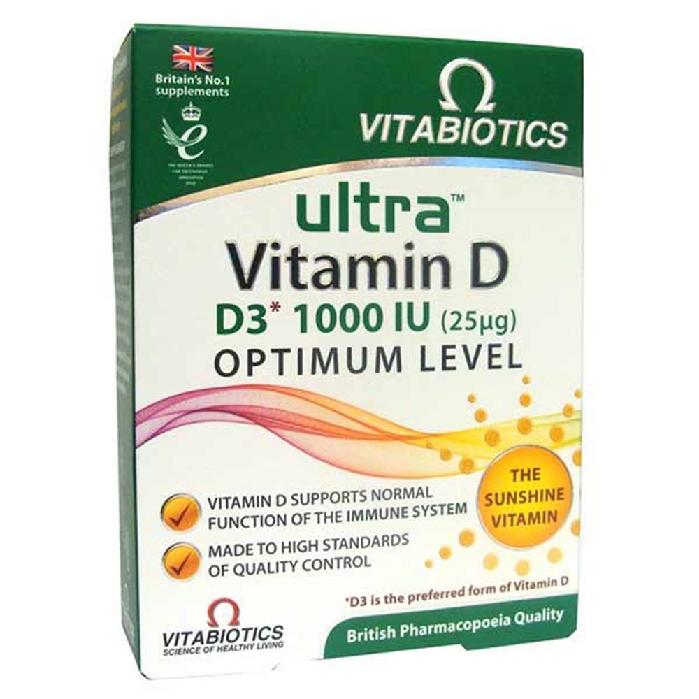 Vitabiotics Ultra Vitamin D3 1000IU Optimum Level 96 Pack – vitamin D3 to support bones, muscles and immunity