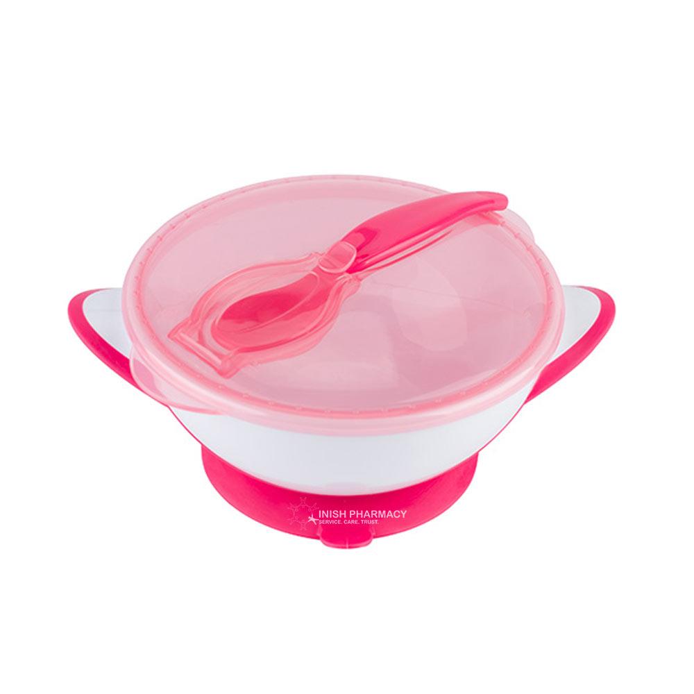 Babyono Suction Bowl with a Spoon Pink
