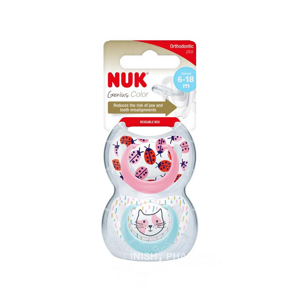 NUK Happy Days Silicone Soother Pink Twin Pack 6-18m