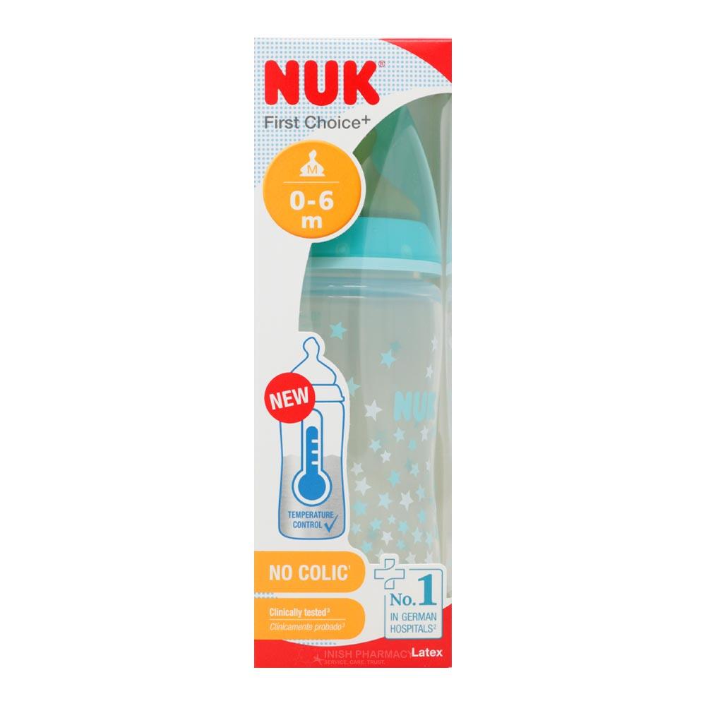 NUK First Choice Latex Baby Bottle Temperature Control Size 1 0-6m 300ml