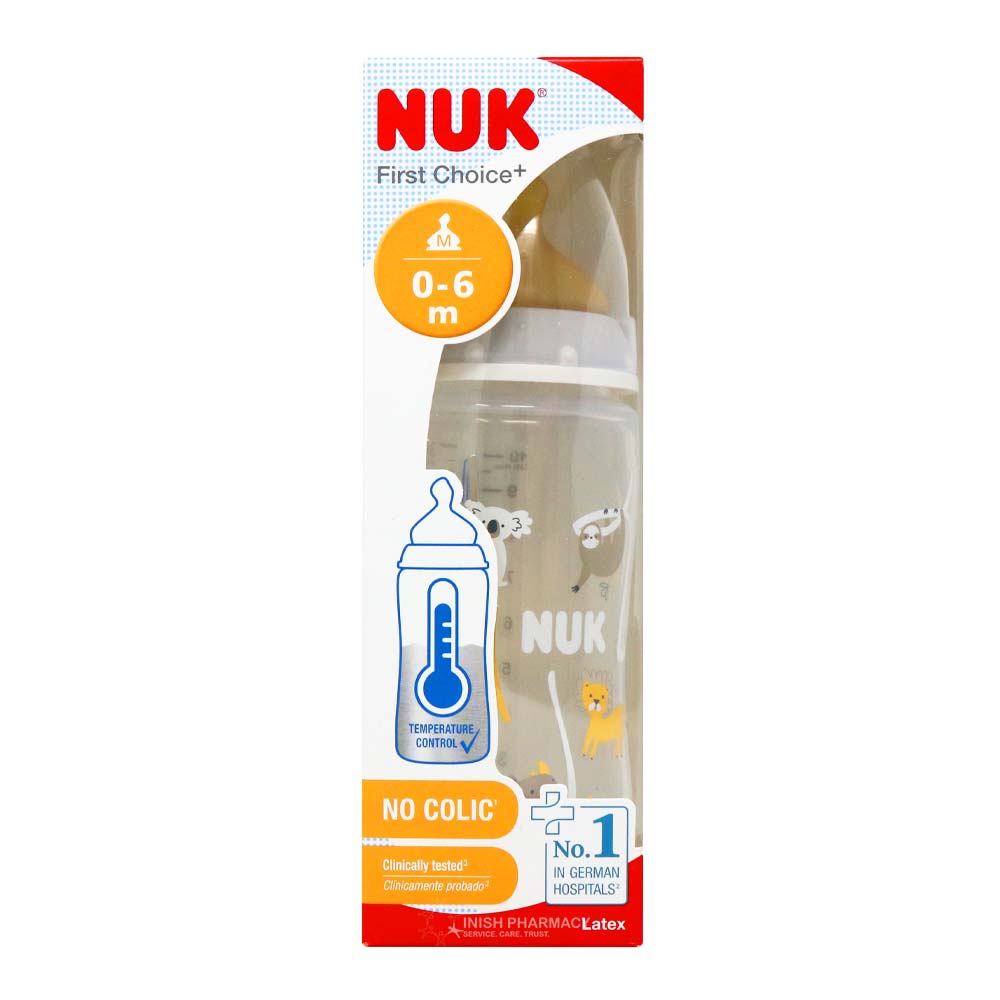 NUK First Choice Latex Baby Bottle Temperature Control Size 1 0-6m 300ml