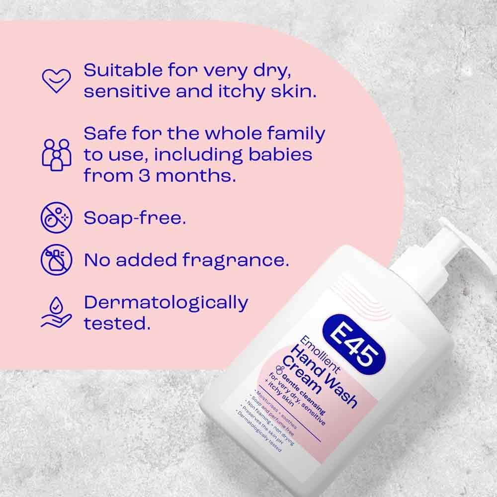 E45 Emollient Hand & Body Wash Cream 250ml