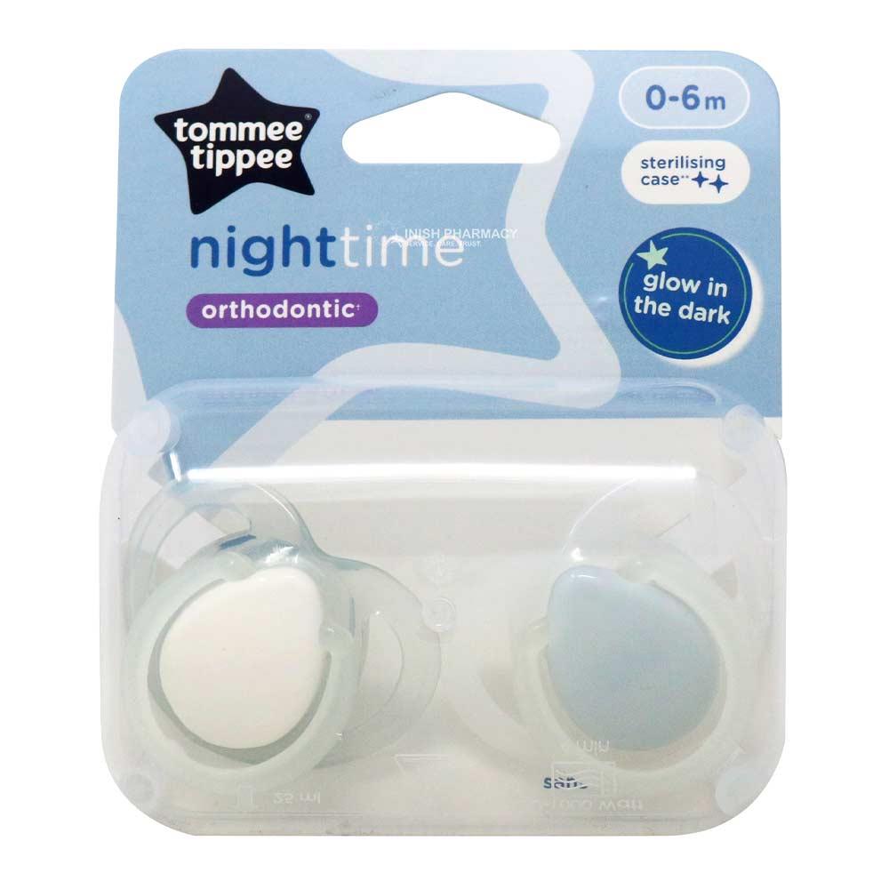 Tommee Tippee Night Time Orthodontic Silicone Soothers 0-6m 2 Pack