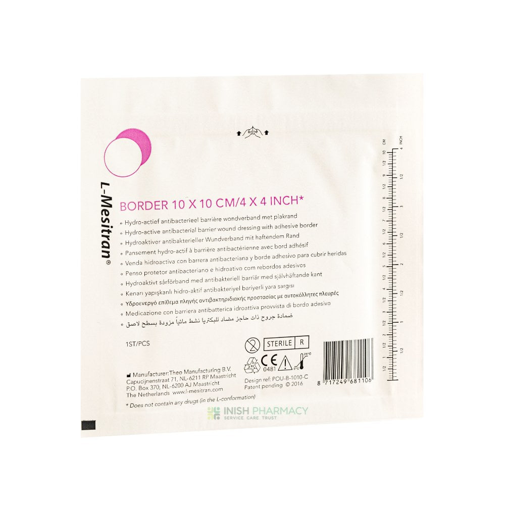 L-Mesitran Hydroactive Antibacterial Wound Dressing with Medical Grade Honey 10x10cm 10 Pack