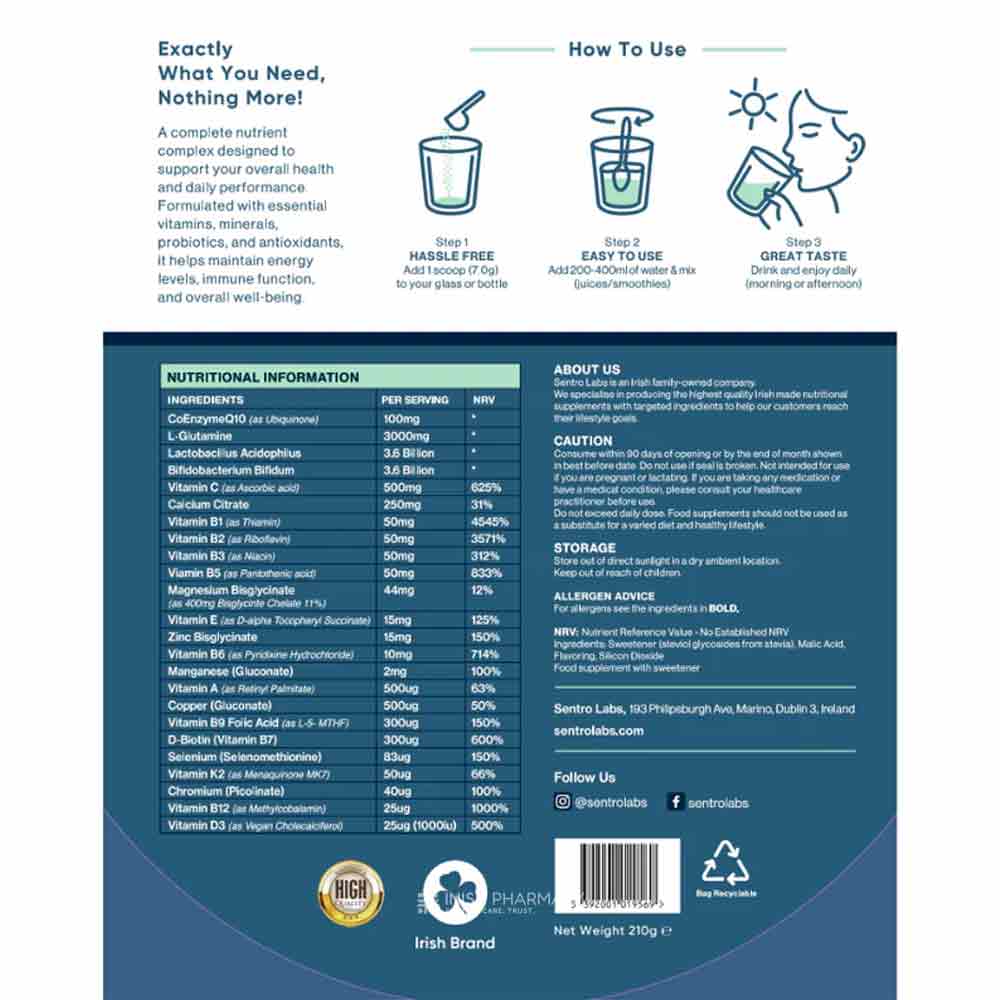 Sentro Labs Bioresilience Advanced Multivitamin Powder 30 Servings