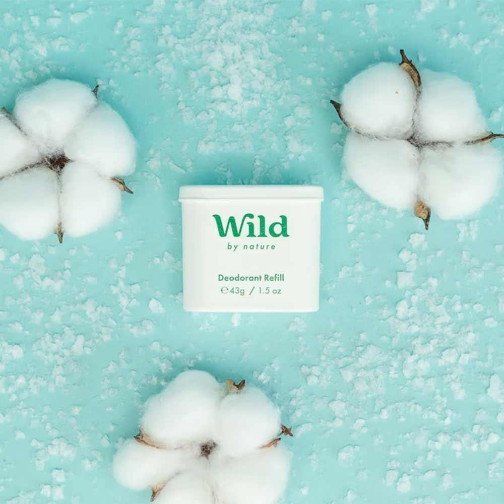 Wild Natural Deodorant Starter Pack Aqua Case With Fresh Cotton & Sea Salt Deodorant
