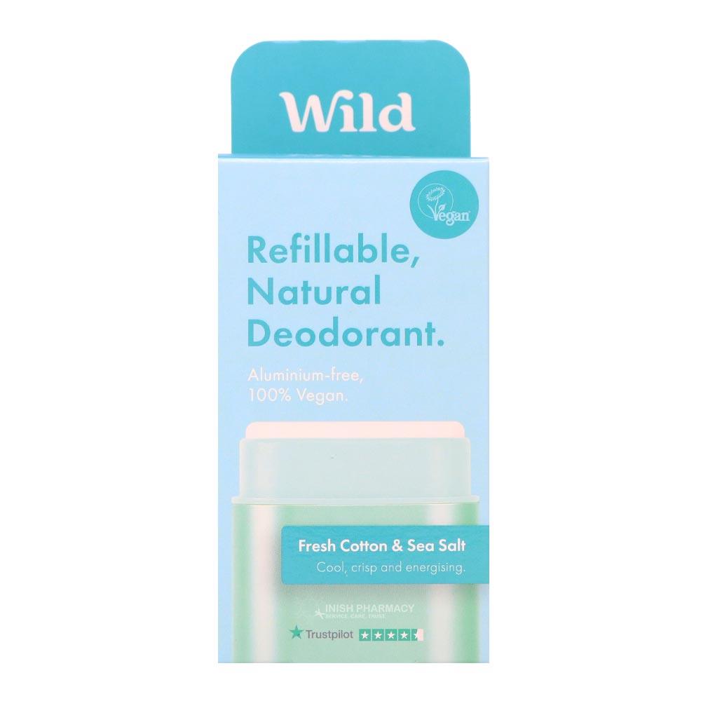 Wild Natural Deodorant Starter Pack Aqua Case With Fresh Cotton & Sea Salt Deodorant