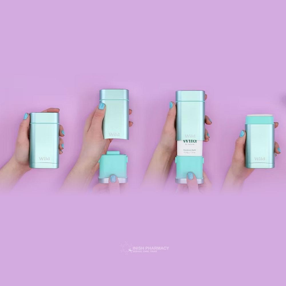 Wild Natural Deodorant Starter Pack Pink Case With Jasmine & Mandarin Blossom Deodorant