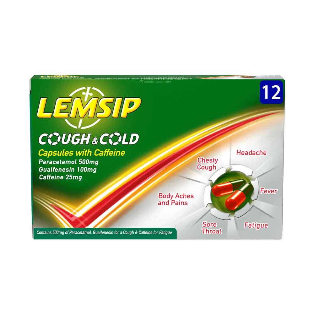 Lemsip Cough And Cold Capsules With Caffeine 12 Pack