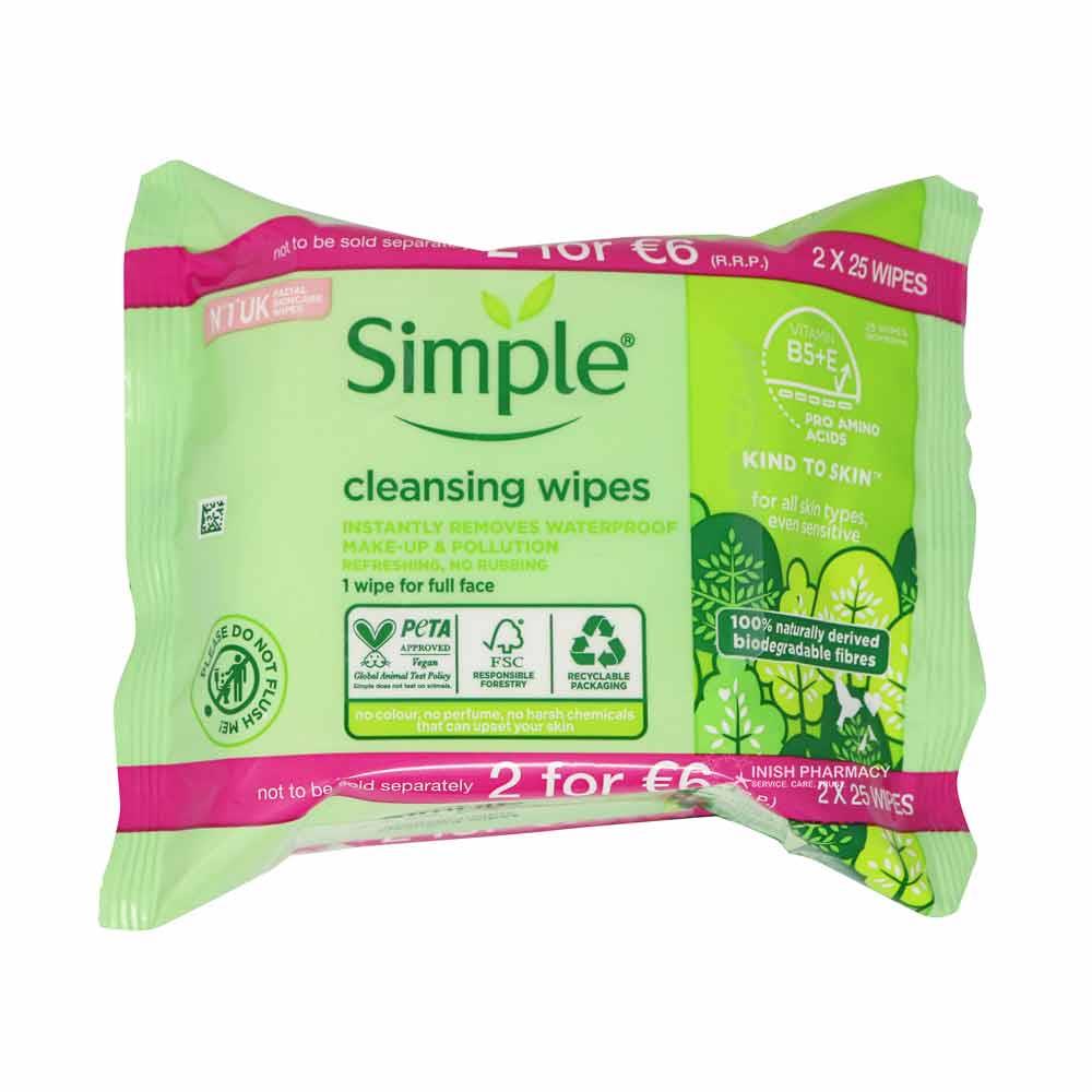Simple Facial Wipes Twin Pack
