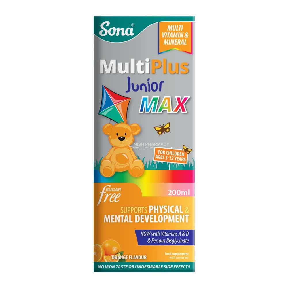 Sona Multiplus Junior Max Liquid 200ml – a daily multivitamin for complete nutritional support