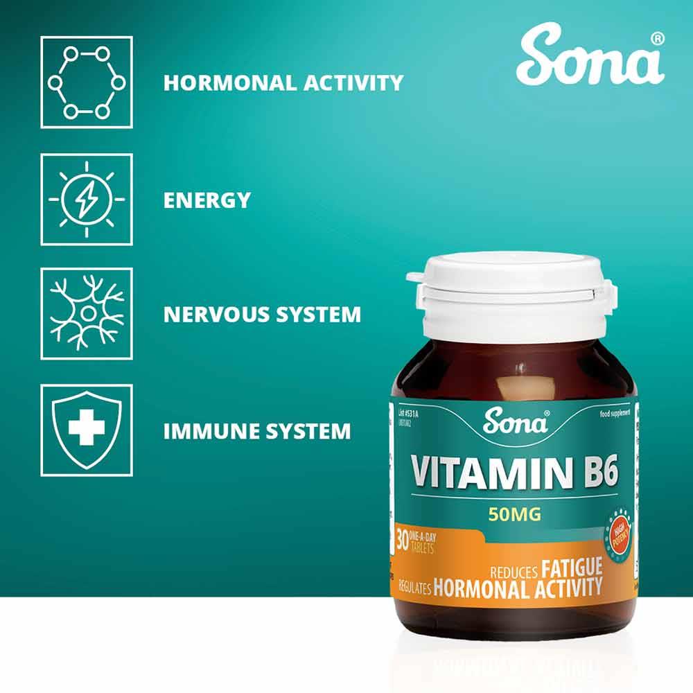Sona Vitamin B6 50mg One A Day 60 Tablets