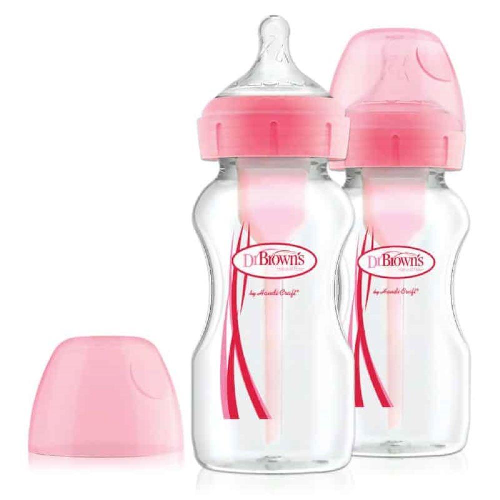 Dr Browns Options + Wide-Neck Bottles Pink 270ml Twin Pack