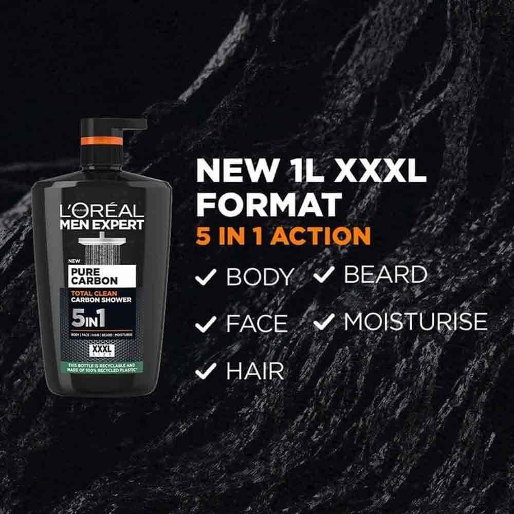 L'Oreal Men Expert Pure Carbon Total Clean 5 in 1 Shower Gel 1000ml
