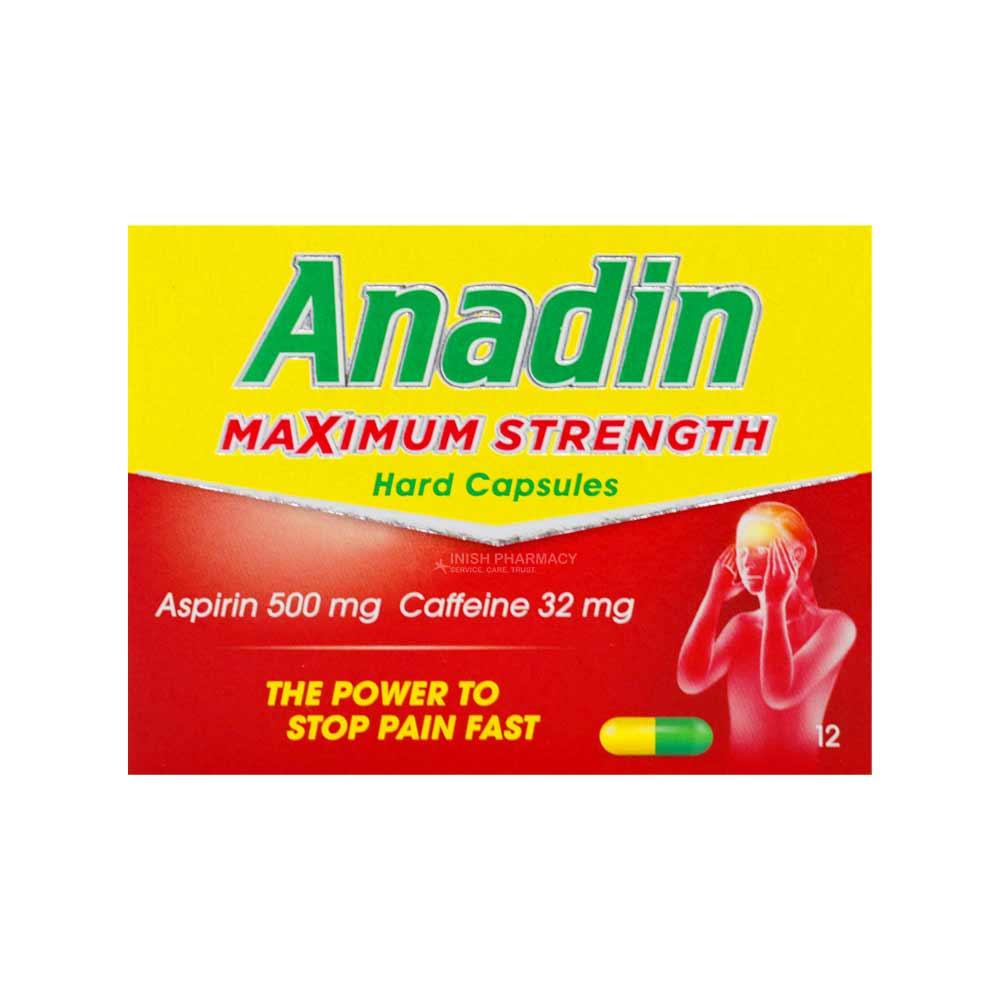 Anadin Aspirin & Caffeine Maximum Strength Capsules 12 Pack