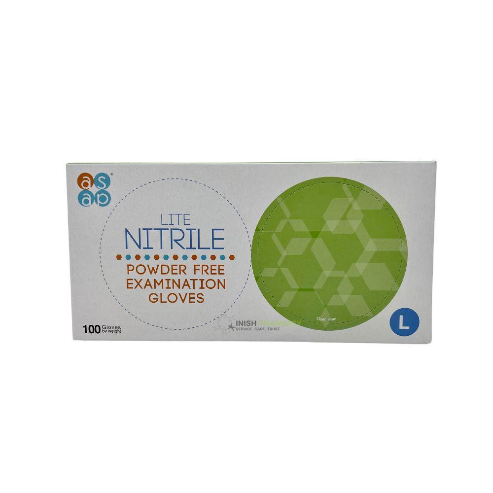 ASAP Blue Nitrile Powder Free Gloves - Large