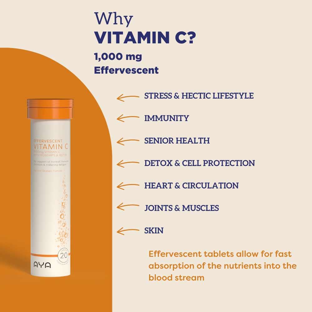 AYA Vitamin C 1000mg Effervescent Tablets 20 Pack