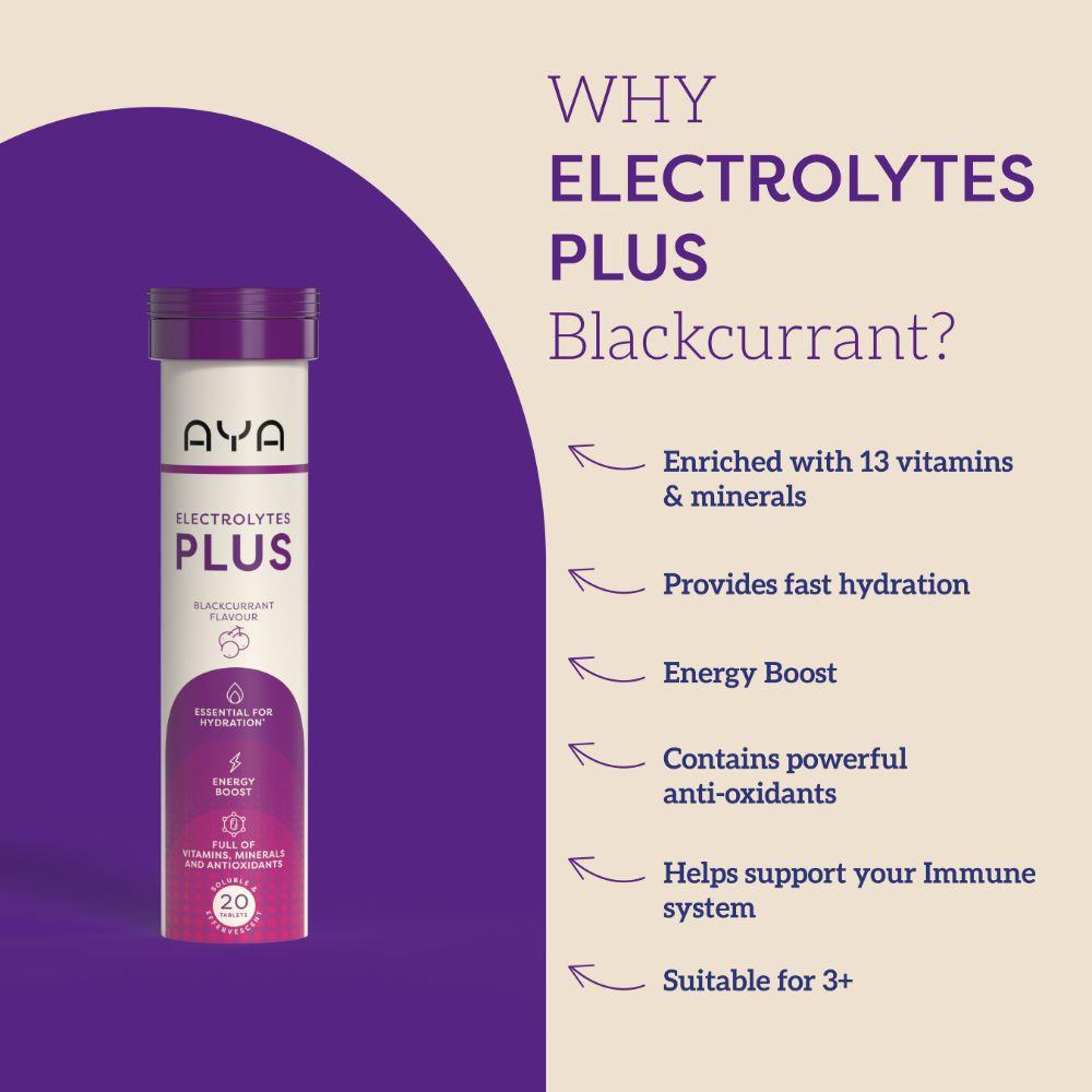 Aya Electrolytes Plus Blackcurrant Flavour 20 Tablets