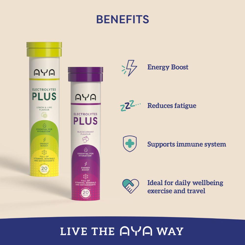 Aya Electrolytes Plus Blackcurrant Flavour 20 Tablets
