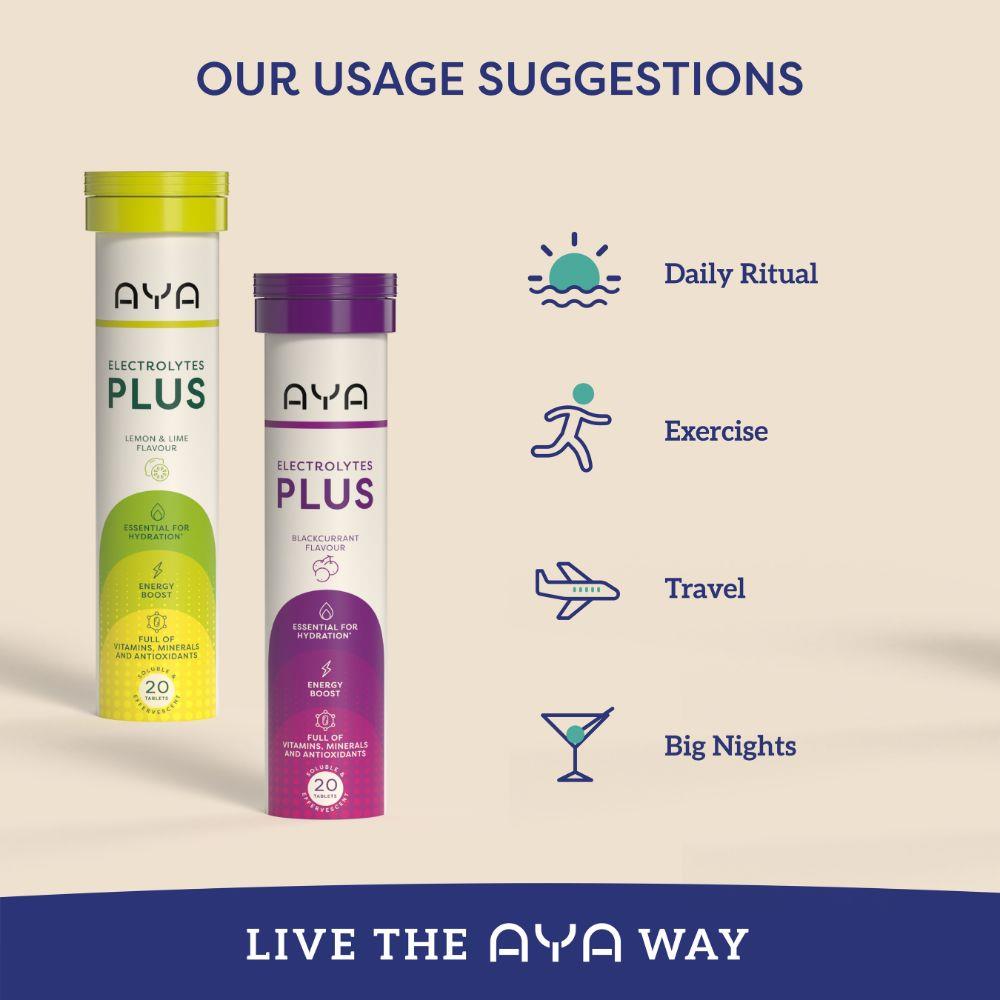 Aya Electrolytes Plus Blackcurrant Flavour 20 Tablets