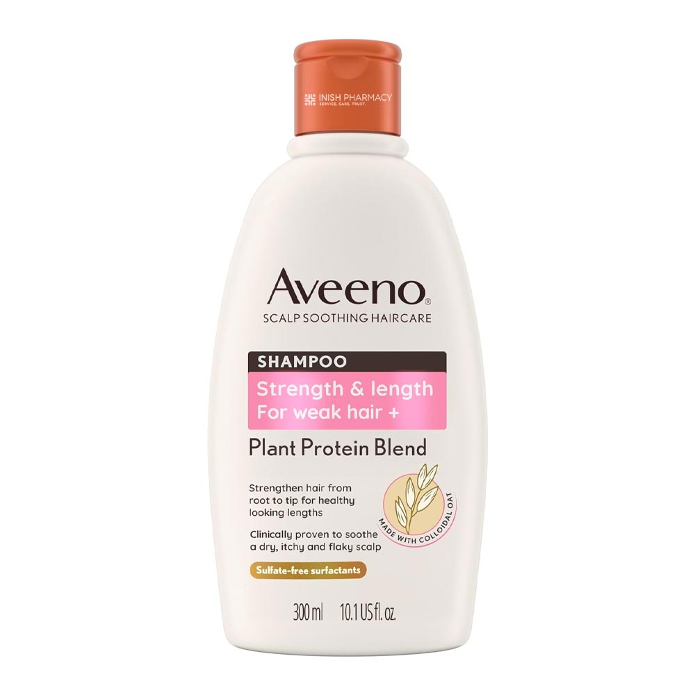 Aveeno Strength & Length Shampoo 300ml – gently cleanses and nourishes all hair types