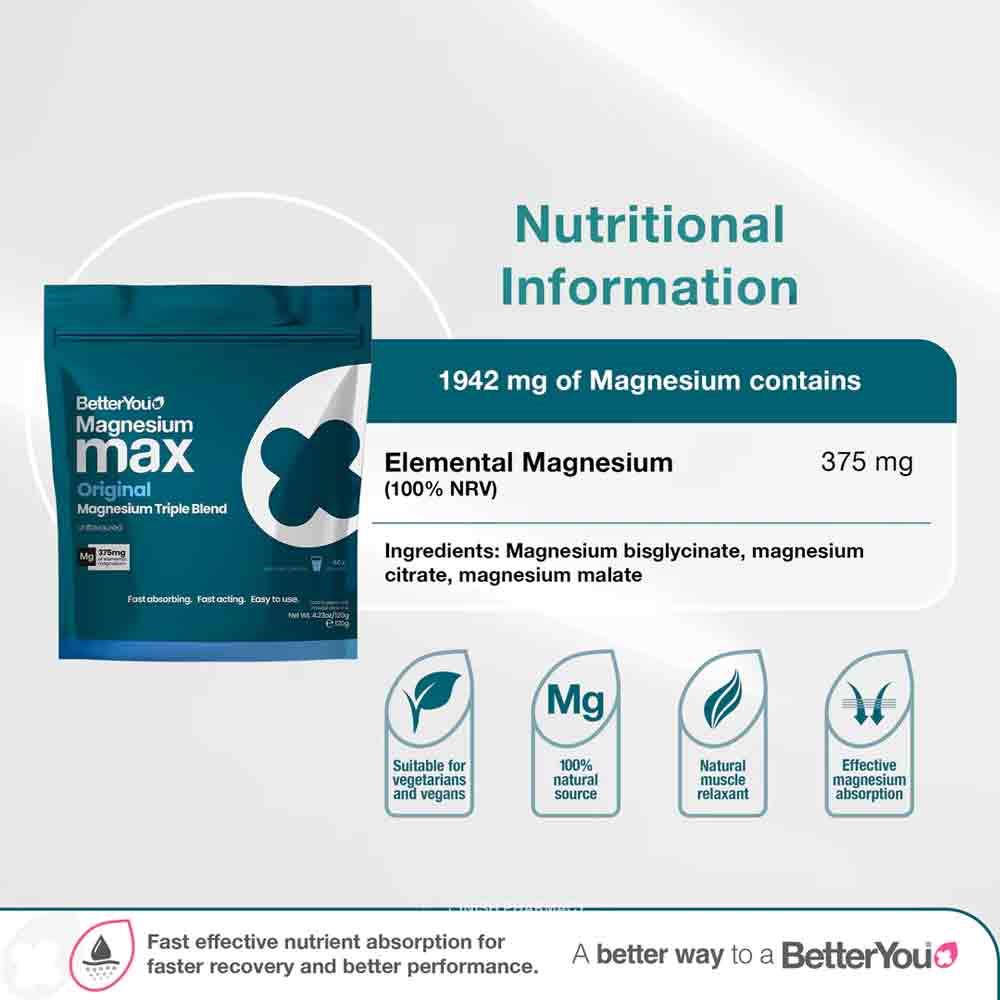 BetterYou Magnesium Max Original Powder 120g