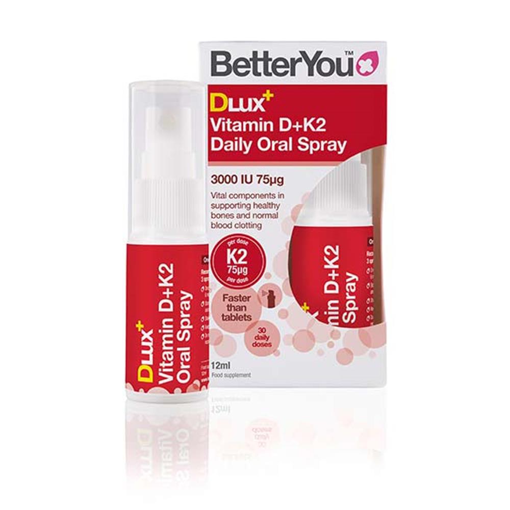 BetterYou DLUX Vitamin D + K2 Daily Oral Spray 3000IU 75mcg 12ml