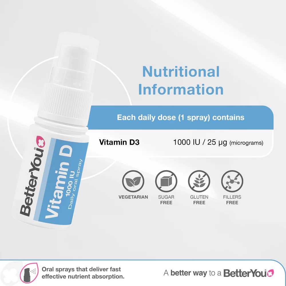 BetterYou Vitamin D Daily Oral Spray 1000IU 15ml