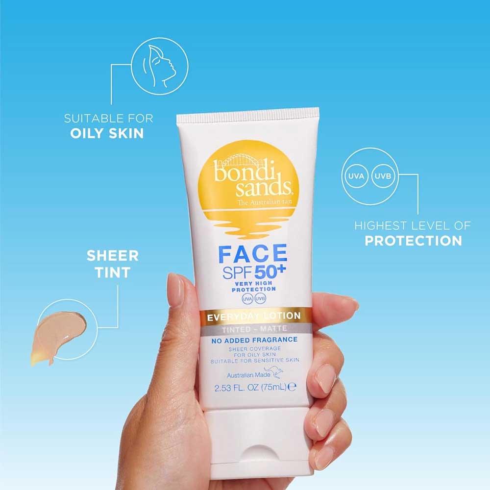 Bondi Sands Face Everyday Lotion Tinted Matte Fragrance Free SPF 50+ 75ml