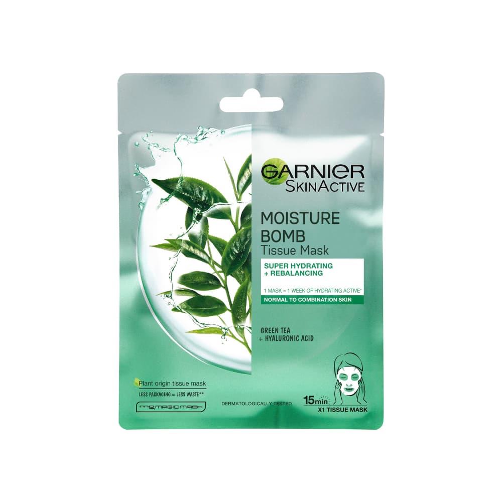 Garnier Skin Active Moisture Bomb Sheet Mask - Green Tea Hydrating Rebalancing For Normal Combinatio