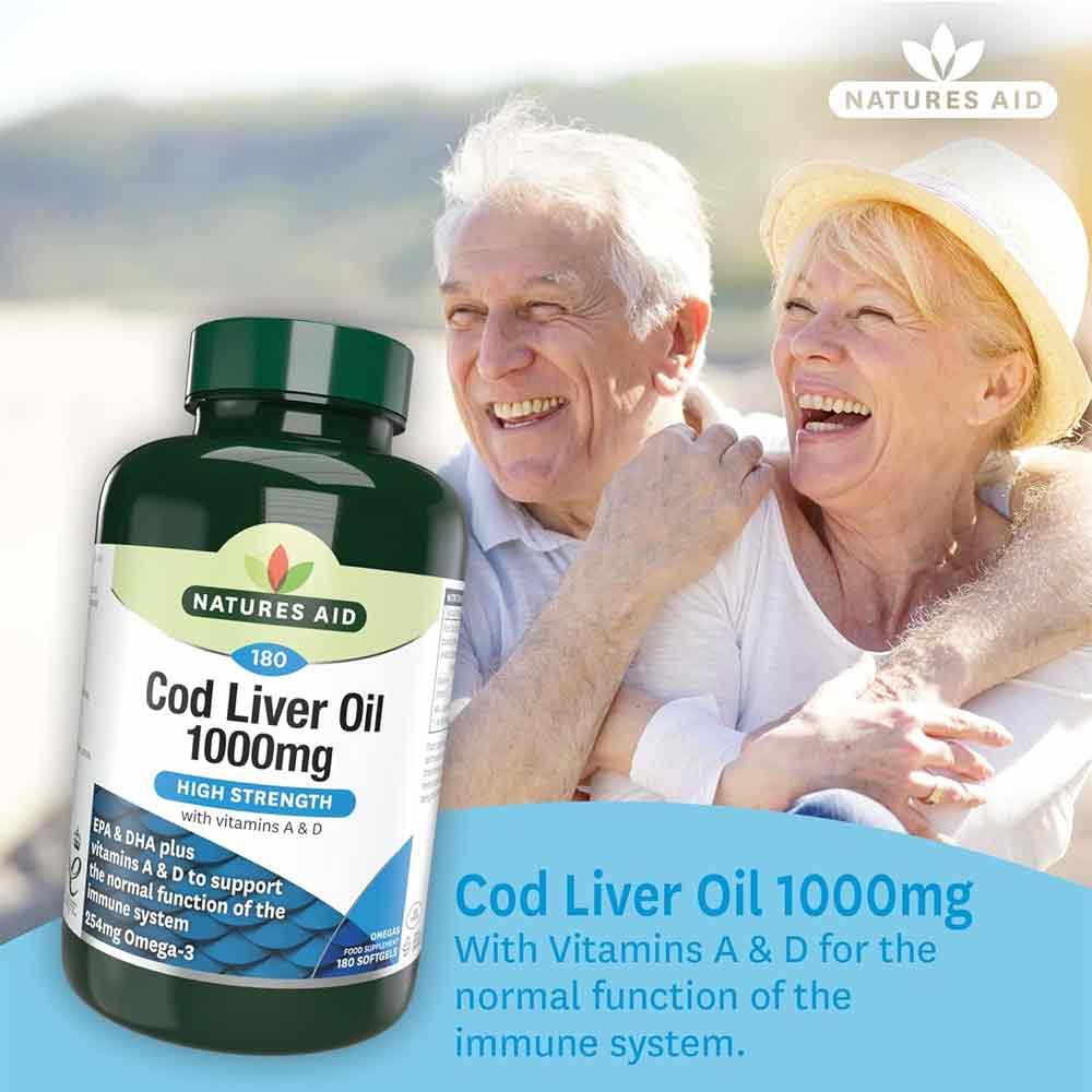 Natures Aid High Strength Cod Liver Oil 1000mg 180 Pack