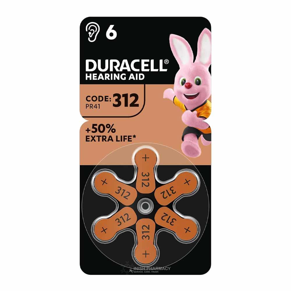Duracell Hearing Aid Battery 312 Brown 6 Pack
