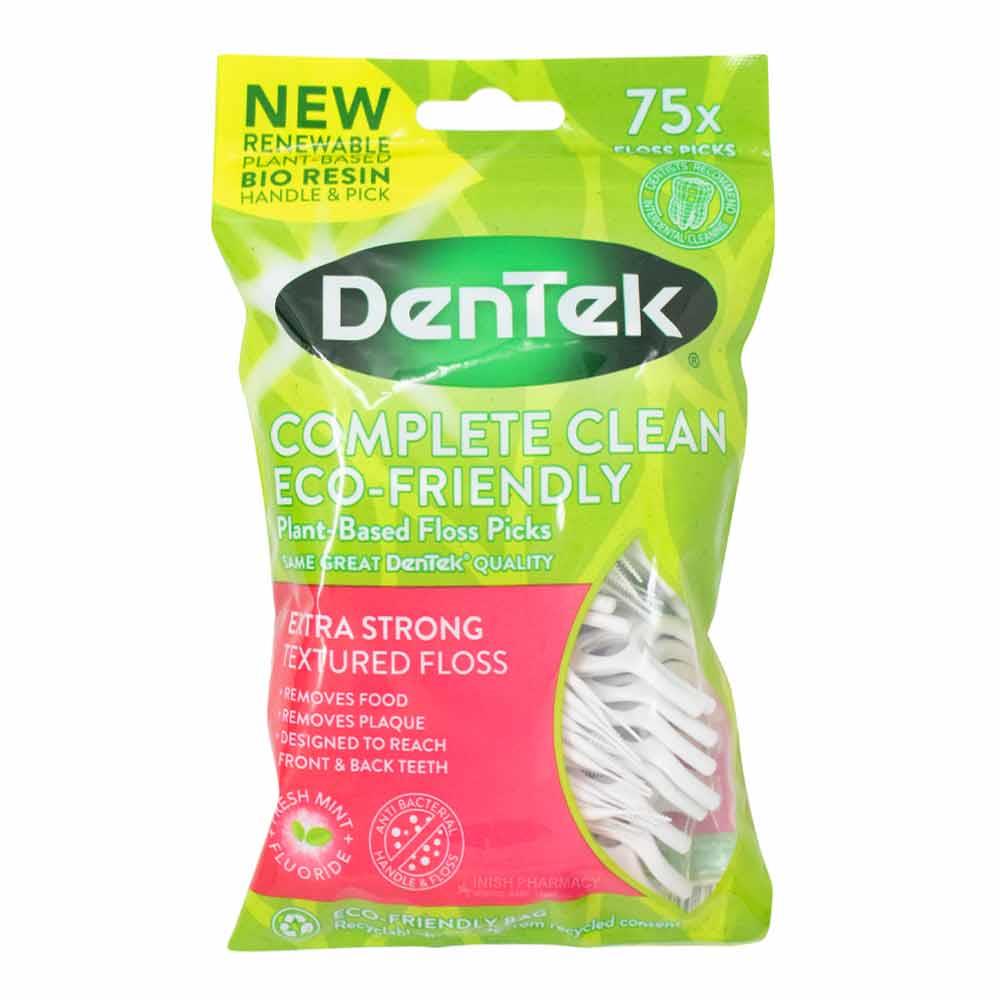 Dentek Complete Clean ECO Plant Based Floss Picks 75 Pack – cleans between teeth for healthy gums