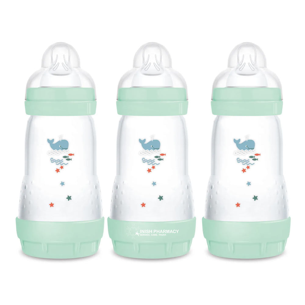 MAM Easy Start Anti-Colic Bottle 2m+ 260ml Pack of 3 - Aqua Green