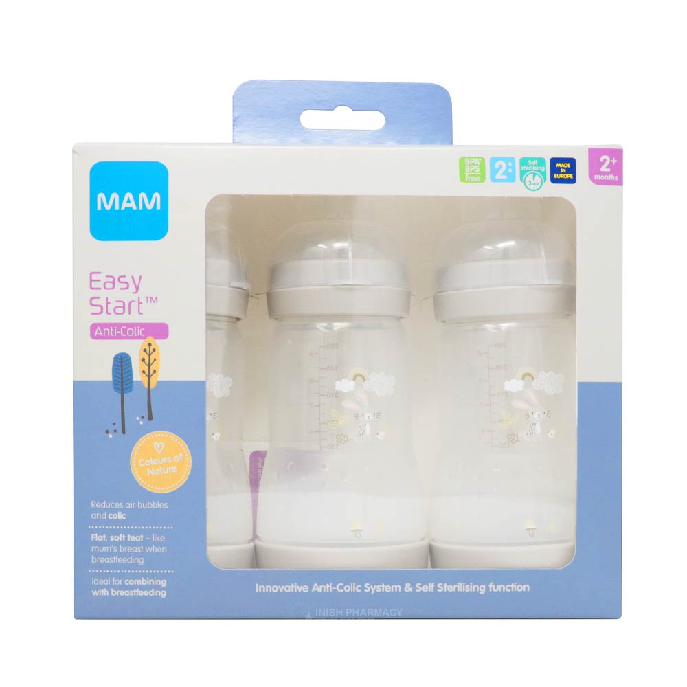 MAM Easy Start Anti-Colic Bottle 2m+ 260ml Pack of 3 Cream – a trusted essential for mother and baby care