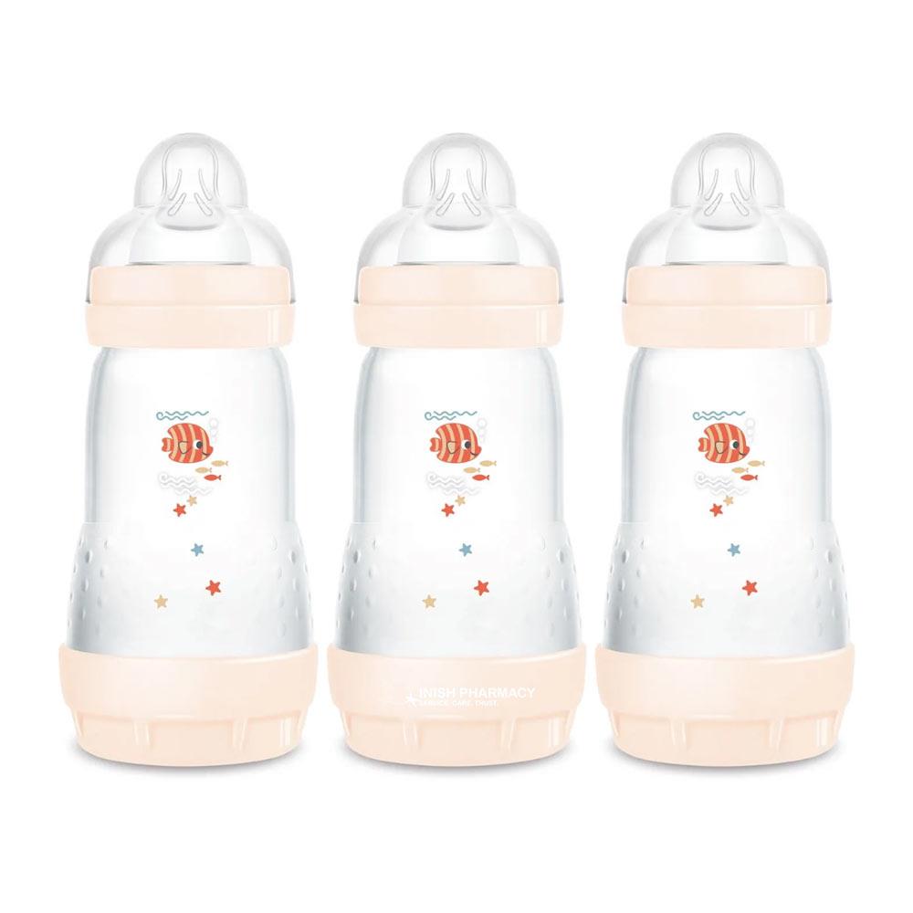 MAM Easy Start Anti-Colic Bottle 2m+ 260ml Pack of 3 - Light Pink