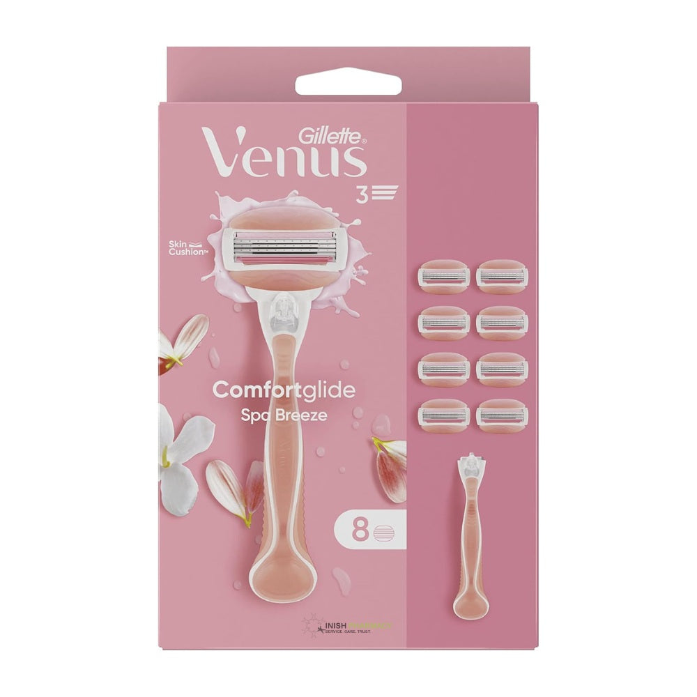 Gillette Venus Comfortglide Spa Breeze Razor + 8 Blades Big Blade Value Pack