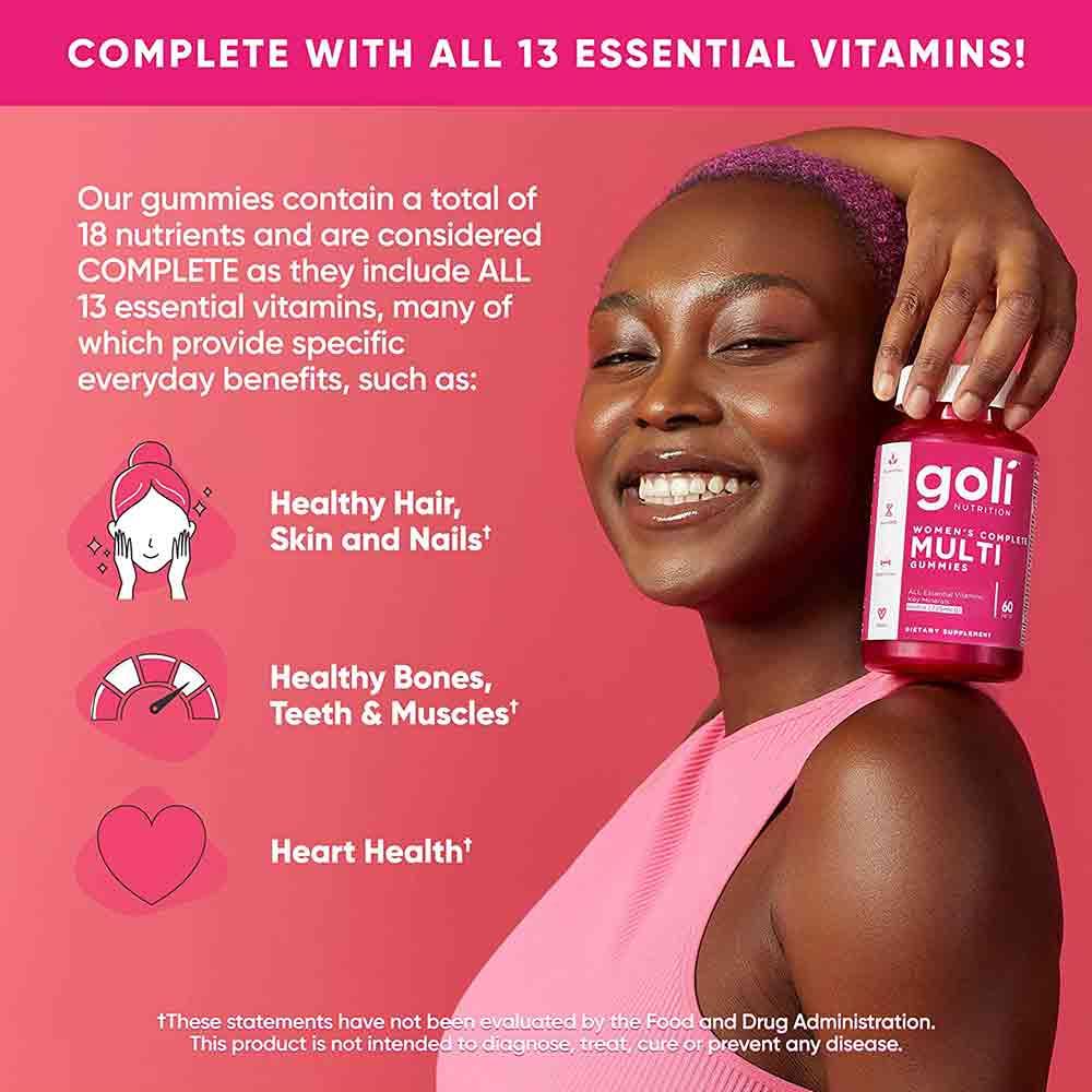 Goli Nutrition Womens Complete Multivitamin Gummies 60 Pack