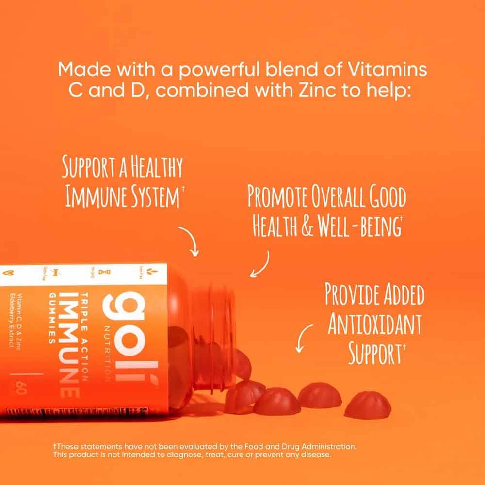 Goli Nutrition Triple Action Immune Gummies 60 Pack