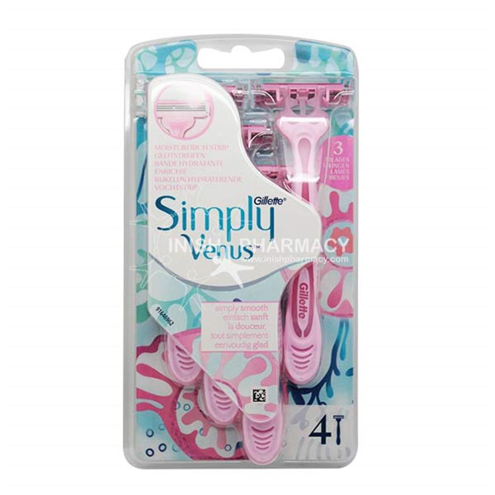 Gillette Simply Venus 3 Blade Razors 4 Pack