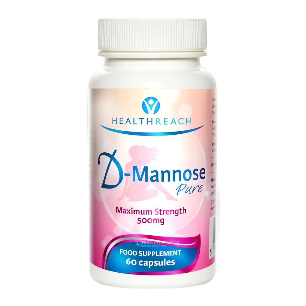 HealthReach D-Mannose Pure Maximum Strength 500mg 60 Capsules – to support everyday health and wellbeing