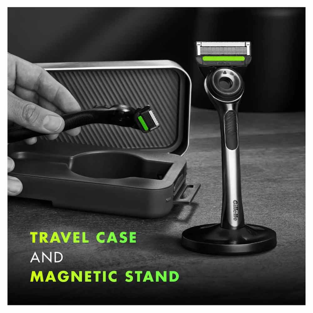 Gillette Labs Exfoliating Razor With Magnetic Docking Stand & Travel Case Set