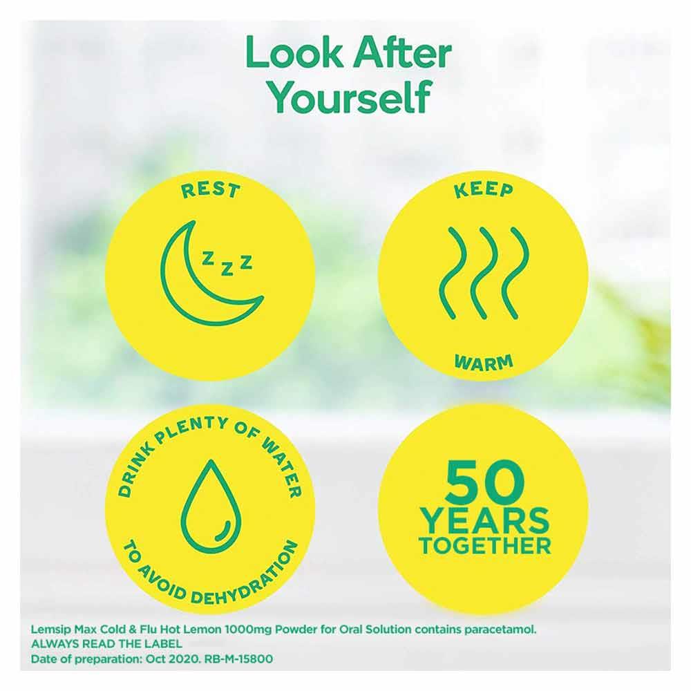 Lemsip Max Cold & Flu Hot Lemon 1000mg 10 Pack