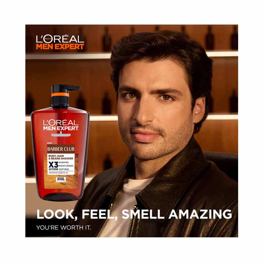L'Oreal Men Expert Barber Club Shower Gel 3-in-1 Wash for Body Hair & Beard 1000ml