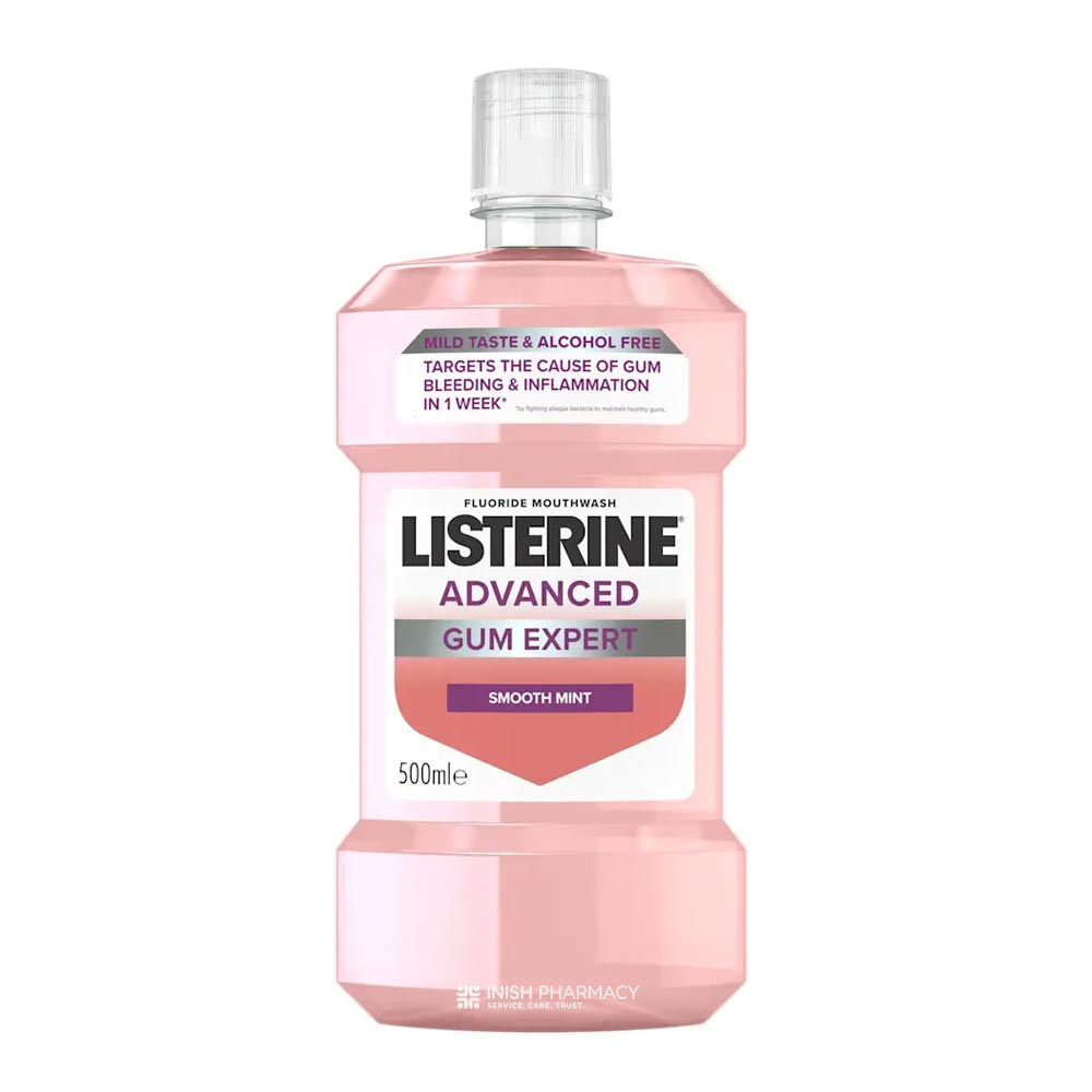 Listerine Advanced Gum Expert Smooth Mint Alcohol Free 500ml – freshens breath and supports oral hygiene