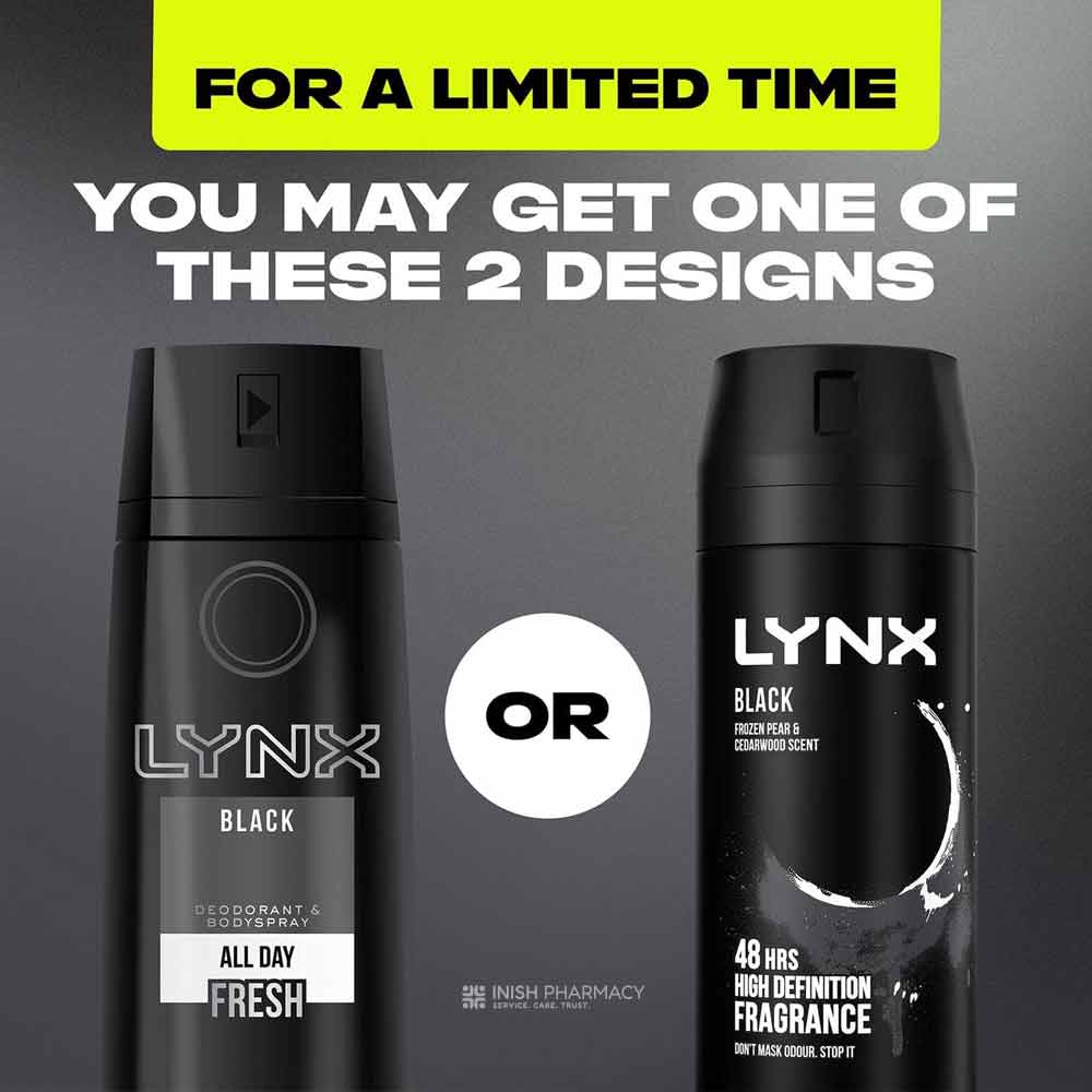 Lynx Body Spray Black 150ml Twin Pack