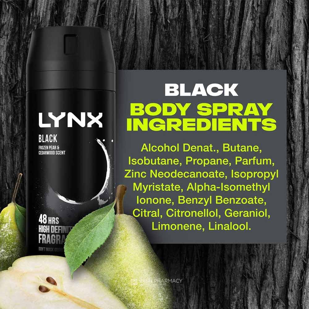Lynx Body Spray Black 150ml Twin Pack