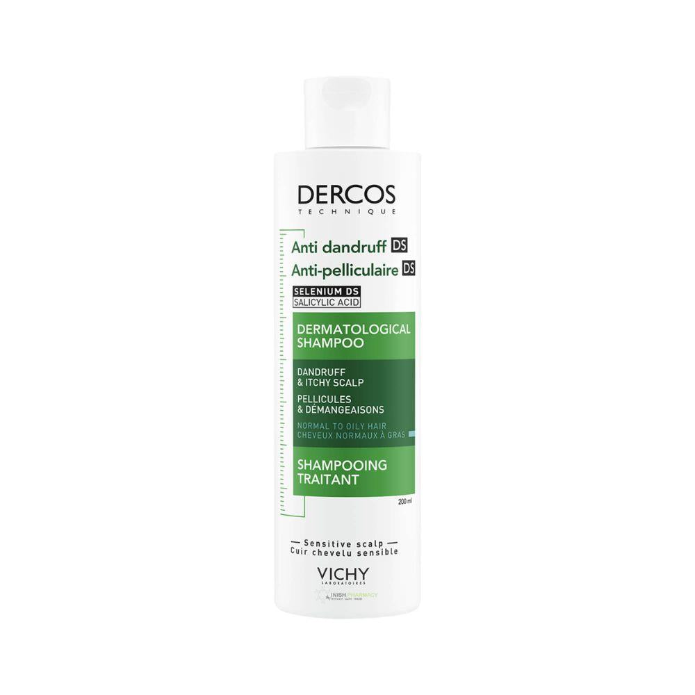 Vichy Dercos Anti Dandruff & Itchy Scalp Shampoo Normal to Oily Hair 200ml – tackles dandruff to leave hair and scalp healthy