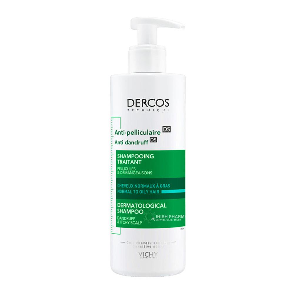 Vichy Dercos Anti Dandruff & Itchy Scalp Shampoo Normal to Oily Hair 390ml – tackles dandruff to leave hair and scalp healthy